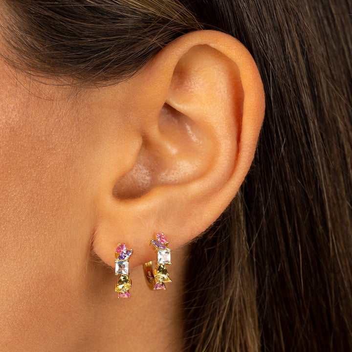  Pastel Multi Shape Huggie Earring - Adina Eden's Jewels