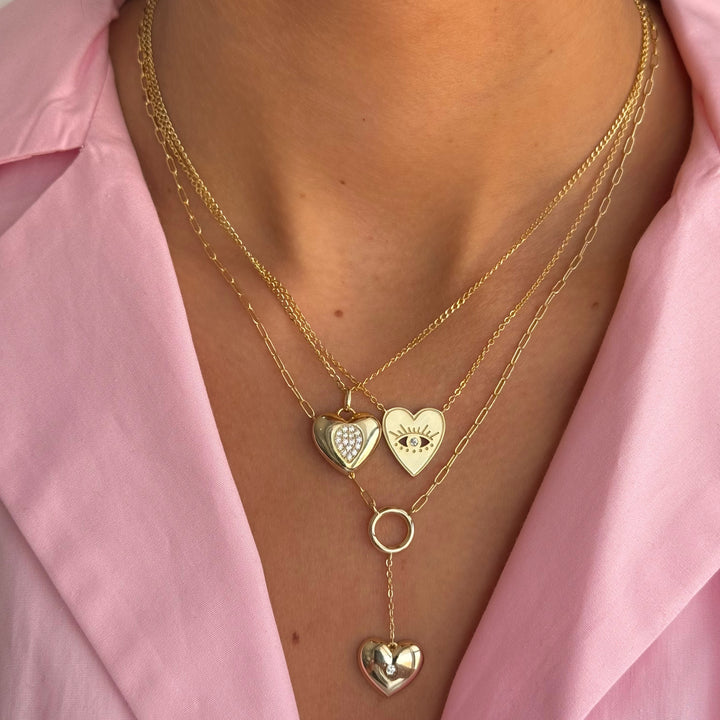 Pave Teardrop Accented Heart Pendant Necklace - Adina Eden's Jewels