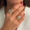 Lab Grown Diamond Double Pear Bezel Ring 14K - Adina Eden's Jewels
