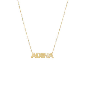 Gold Solid Cutout Nameplate Necklace - Adina Eden's Jewels