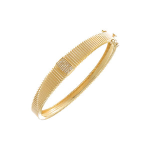 14K Gold Diamond Pave Graduated Accented Ridged Bangle 14K - Adina Eden's Jewels