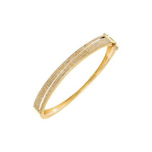 14K Gold Diamond Double Graduated Row Bangle 14K - Adina Eden's Jewels