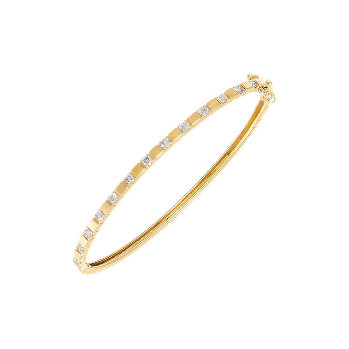 14K Gold Diamond X Solid Square Bangle 14K - Adina Eden's Jewels