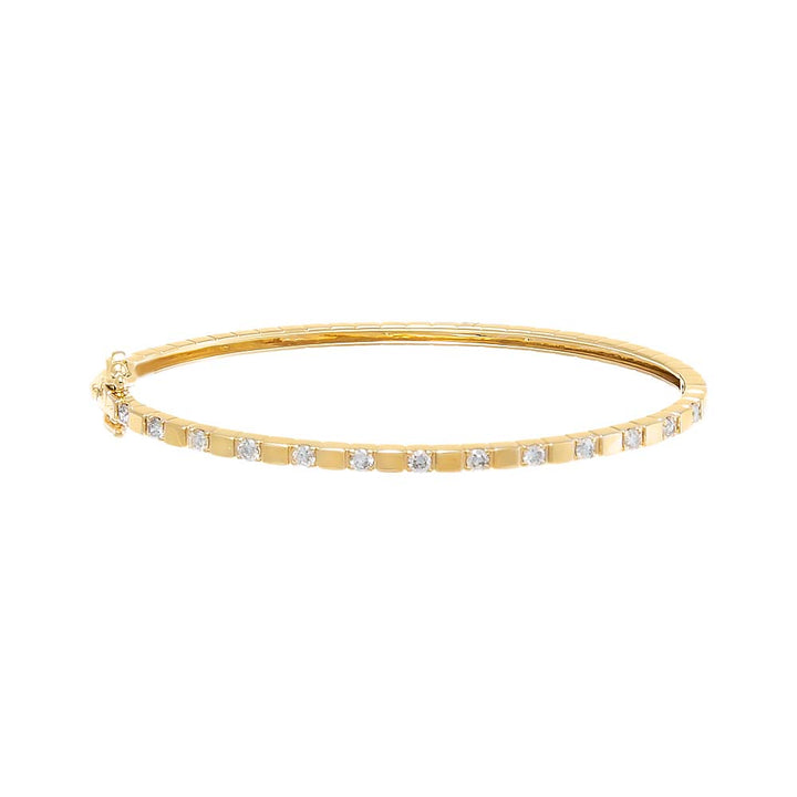  Diamond X Solid Square Bangle 14K - Adina Eden's Jewels