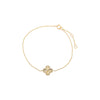 14K Gold Diamond Pave Outline Ridged Clover Bracelet 14K - Adina Eden's Jewels