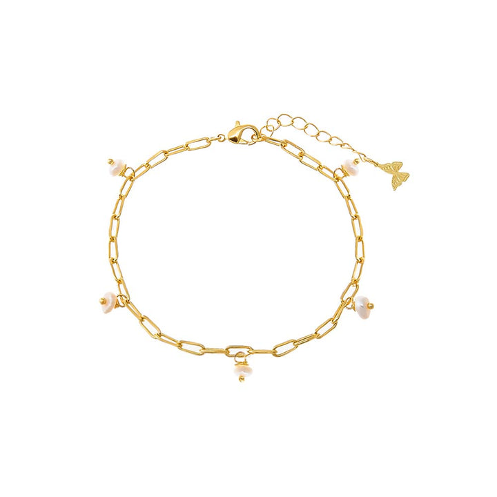 Gold Pearl Shaker Paperclip Link Bracelet - Adina Eden's Jewels