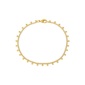 Gold / 6.75" Solid Dangling Discs Cuban Link Bracelet - Adina Eden's Jewels