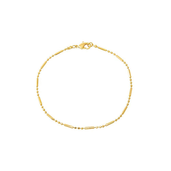 Gold / 6.75" Solid Bar X Ball Chain Bracelet - Adina Eden's Jewels