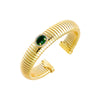 Emerald Green Colored Pave Stone Wide Snake Bangle Bracelet - Adina Eden's Jewels