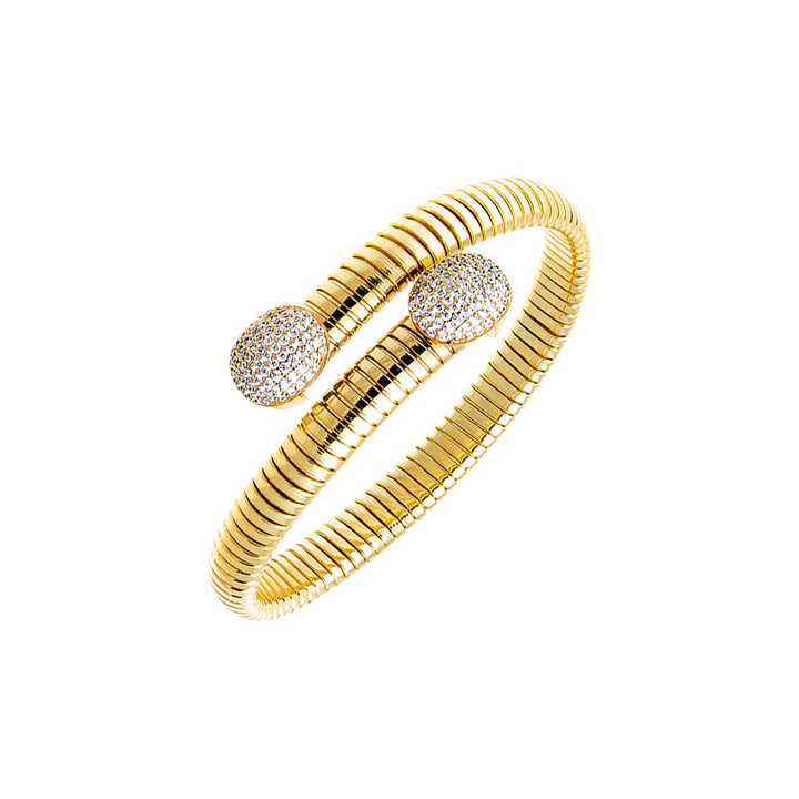 Gold Pave Oval Snake Wrap Bangle Bracelet - Adina Eden's Jewels