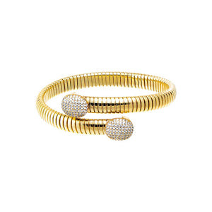 Pave Oval Snake Wrap Bangle Bracelet - Adina Eden's Jewels