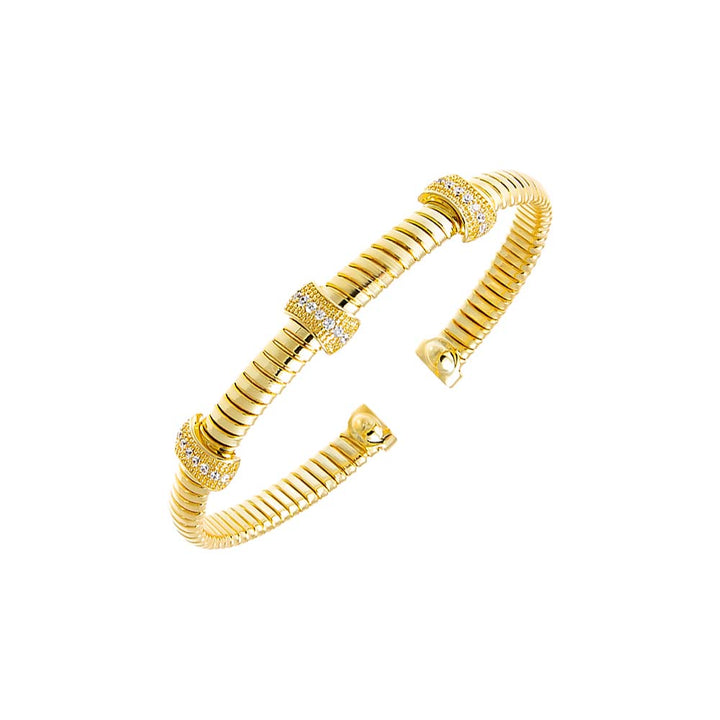 Gold Pave Accented Open Snake Bangle Bracelet - Adina Eden's Jewels