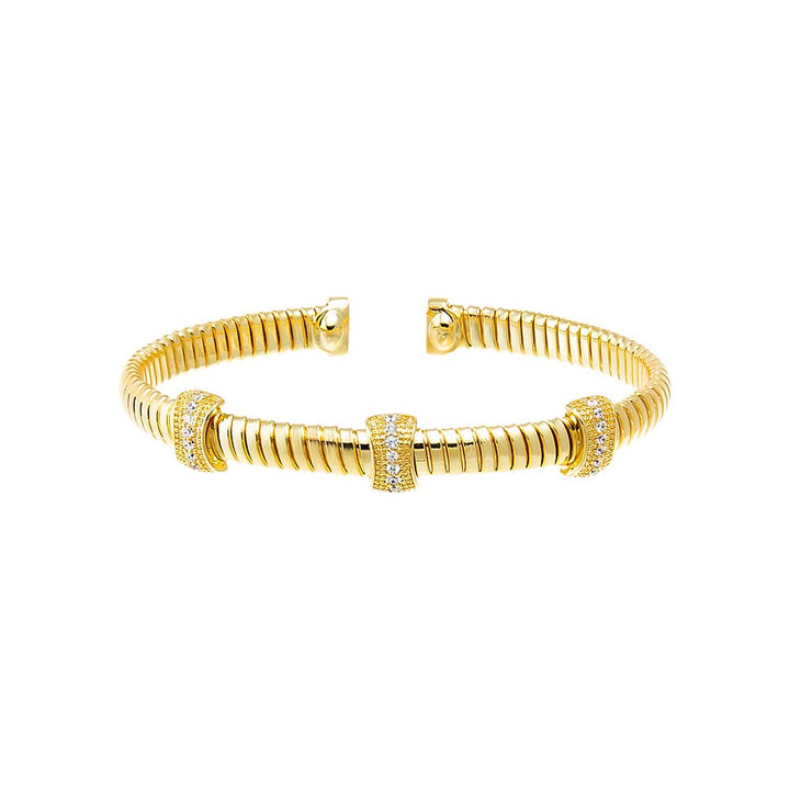 Pave Accented Open Snake Bangle Bracelet - Adina Eden's Jewels