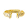 Pave Accented Wide Ridged Bangle Bracelet - Adina Eden's Jewels