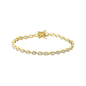 Gold CZ Teardrop Bezel Tennis Bracelet - Adina Eden's Jewels