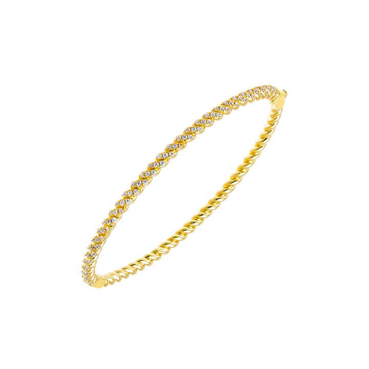 Gold CZ Bezel Tennis Bangle Bracelet - Adina Eden's Jewels