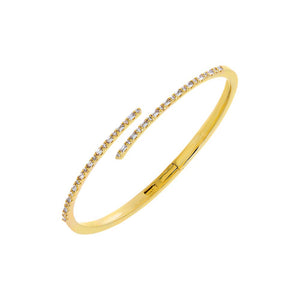 Gold Pave Thin Overlap Claw Bangle Bracelet - Adina Eden's Jewels