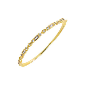 CZ Multi Shape Bezel Tennis Bangle Bracelet - Adina Eden's Jewels