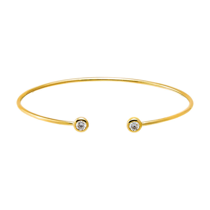 Lab Grown Diamond Bezel Open Bangle 14K - Adina Eden's Jewels