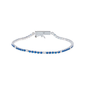 Sapphire Blue Colored CZ Accented Tennis Bracelet - Adina Eden's Jewels