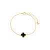 Onyx Pave Outlined Four Leaf Clover Bracelet - Adina Eden's Jewels