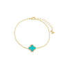 Turquoise Pave Outlined Four Leaf Clover Bracelet - Adina Eden's Jewels