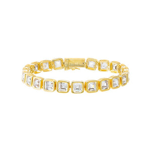 CZ Princess Cut Bezel Tennis Bracelet