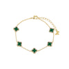 Malachite Mini Multi Pave Outlined Colored Clover Bracelet - Adina Eden's Jewels