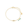 Gold Evil Eye X Dangling Turquoise Bezel Bracelet - Adina Eden's Jewels