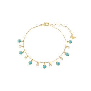 Turquoise CZ X Turquoise Bezel Shaker Bracelet - Adina Eden's Jewels