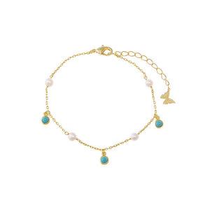 Turquoise Pearl X Turquoise Bezel Shaker Bracelet - Adina Eden's Jewels