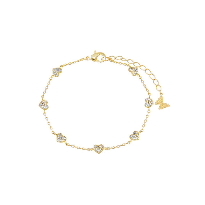 Gold Multi CZ Bezel Heart Bracelet - Adina Eden's Jewels