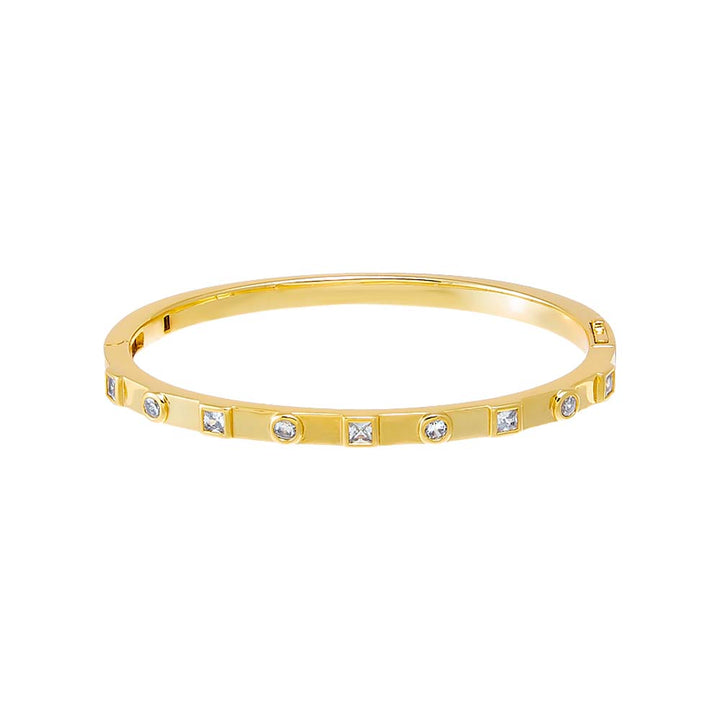 Scattered CZ Bezel Bangle Bracelet