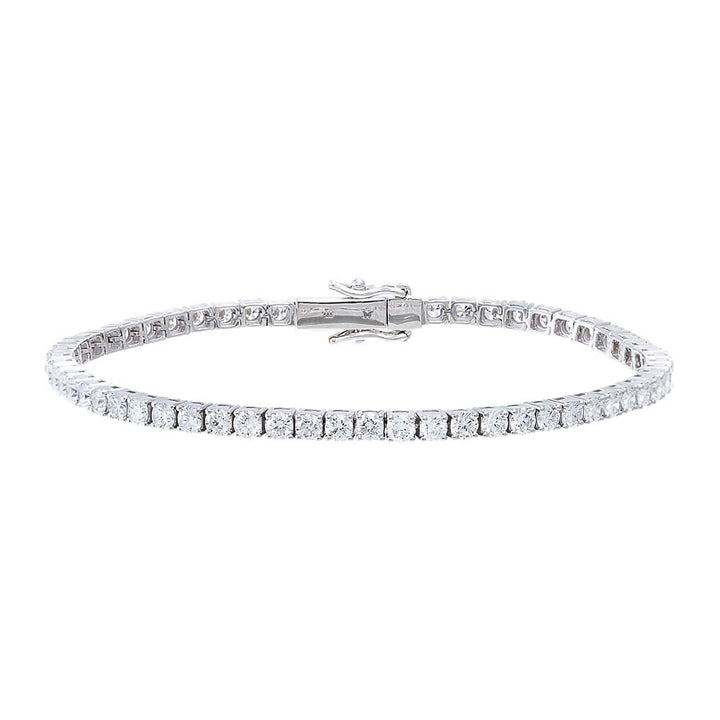 14K White Gold / 3CT Lab Grown Diamond Four Prong Tennis Bracelet 14K - Adina Eden's Jewels