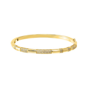 Gold Pave Accented Bangle Bracelet - Adina Eden's Jewels