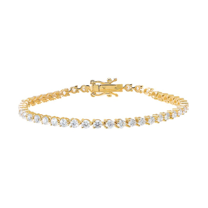  Lab Grown Diamond Three Prong Tennis Bracelet 14K - Adina Eden's Jewels