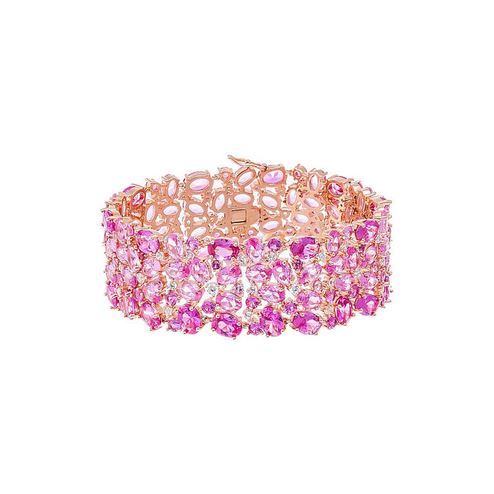 Pink Colored CZ Triple Row Tennis Bracelet - Adina Eden's Jewels