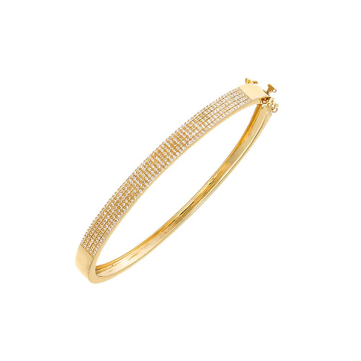 14K Gold Diamond Pave Five Row Bangle 14K - Adina Eden's Jewels