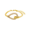 Gold Solid/Pave Elongated Connected Loop Bangle - Adina Eden's Jewels