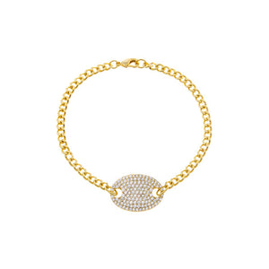 Gold Pave Mariner Pendant Chain Bracelet - Adina Eden's Jewels