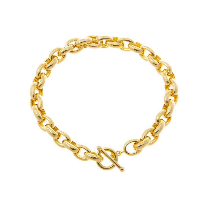 Gold Chunky Chain Link Toggle Bracelet - Adina Eden's Jewels