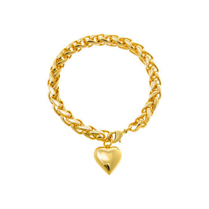 Gold Chunky Chain Link Heart Bracelet - Adina Eden's Jewels