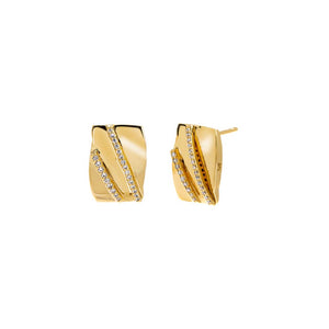 Gold Pave Lined On The Ear Rectangle Stud Earring - Adina Eden's Jewels