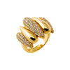 Gold Solid/Pave Elongated Teardrops Ring - Adina Eden's Jewels