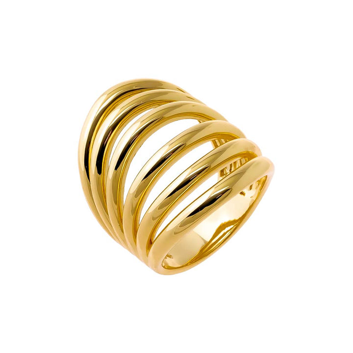 Gold Solid Multi Row Lined Ring - Adina Eden's Jewels