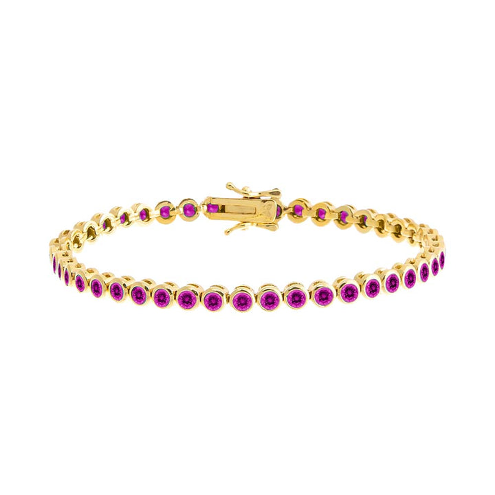 Magenta Colored Bezel Tennis Bracelet - Adina Eden's Jewels