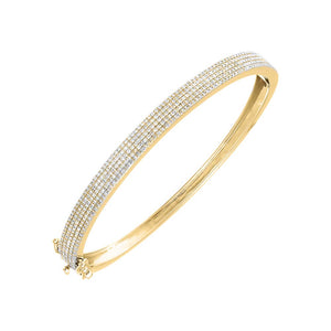 14K Gold Diamond Pave Five Row Bangle 14K - Adina Eden's Jewels