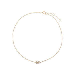 14K Gold Diamond Pave Butterfly Pendant Anklet 14K - Adina Eden's Jewels