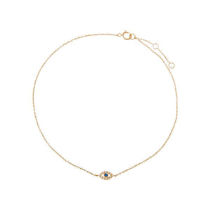 14K Gold Diamond Colored Evil Eye Anklet 14K - Adina Eden's Jewels