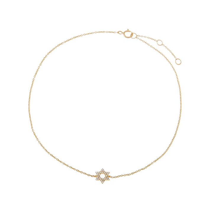 14K Gold Diamond Pave Star Of David Anklet 14K - Adina Eden's Jewels